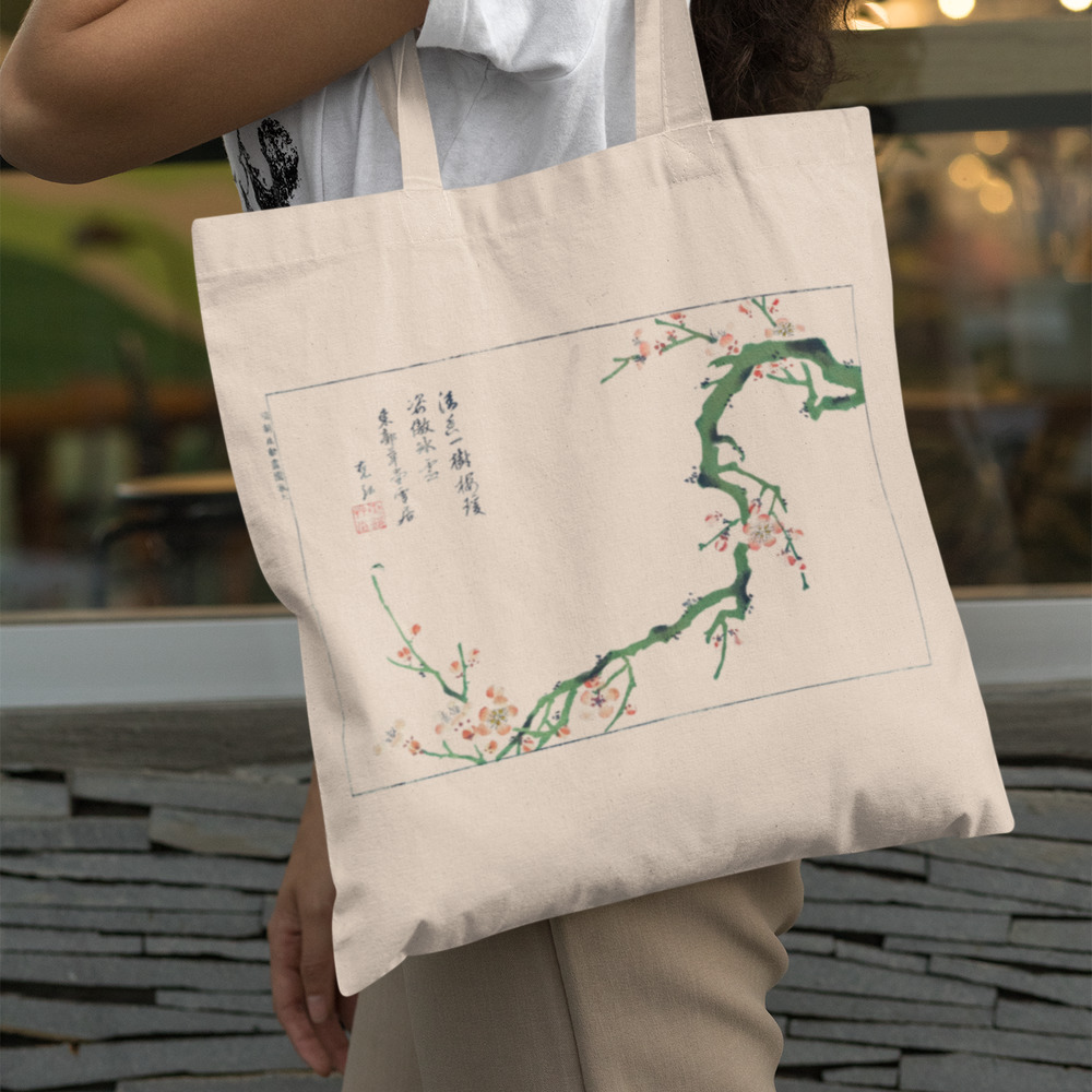 Natural Green Japanese Blossom Tote Bag